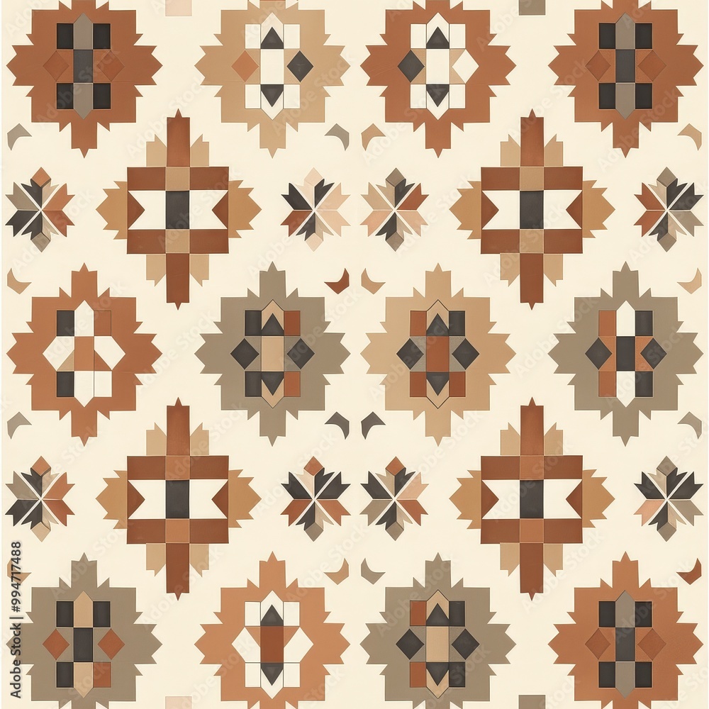 Obraz premium Aztec Geometry: Earthy Tribal Patterns