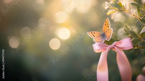Butterfly with Ribbon