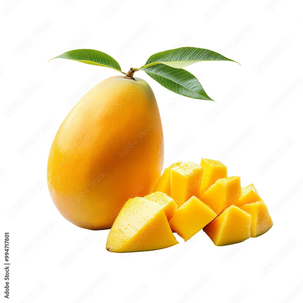 Fresh Mango with Slices Isolated Fresh Mango with Slices Isolated