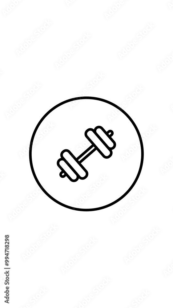 Dumbbells Hand Weights black and white line icon vector illustration in a circle, for web use as fitness, animation, Exercise, vertical video animation Dumbbells Hand Weights black and white line icon vector illustration in a circle, for web use as fitness, animation, Exercise, vertical video animation