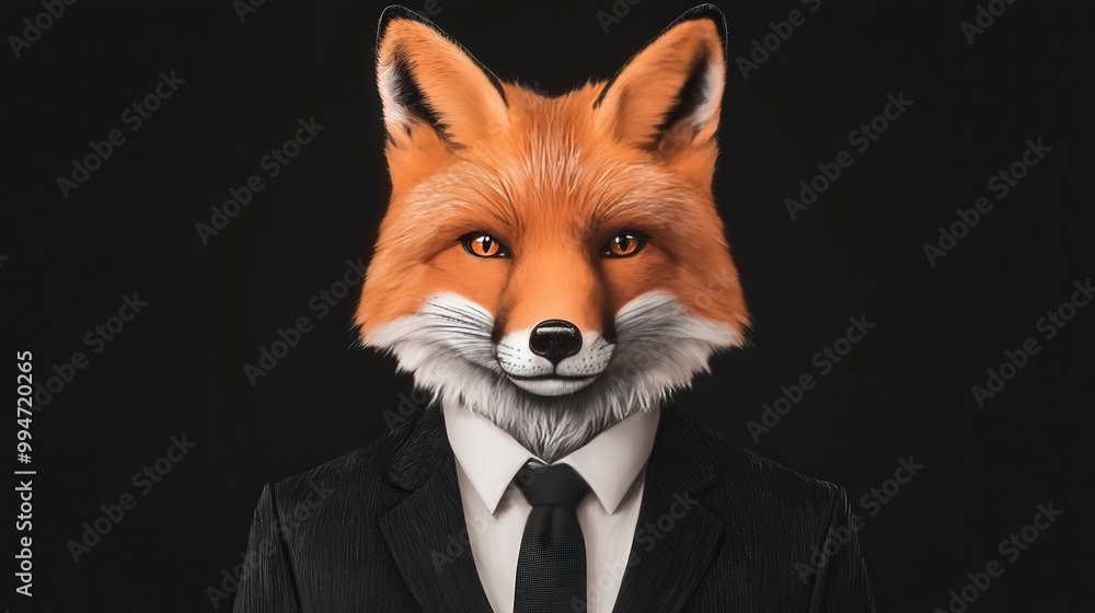 Obraz premium Fox in Suit and Tie Anthropomorphic Animal Portrait