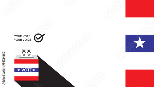 Free Download Simple background Election - Your Vote is Your Voice, a banner inviting people to vote in the presidential election isolated in blue and check - GFXLoad