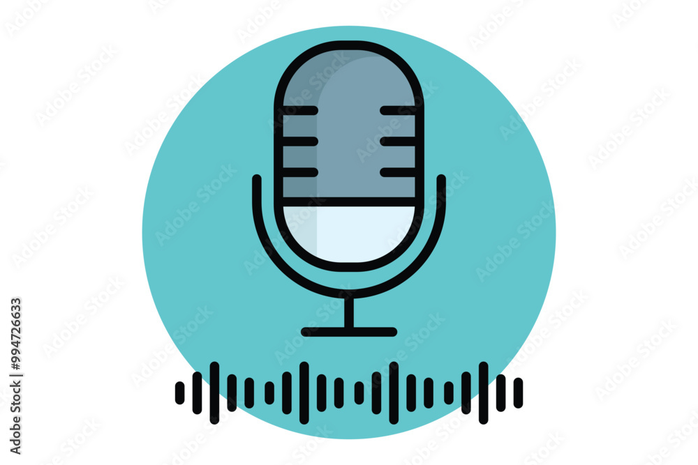Podcast colored outline icon. icon related to online course. education elements vector illustration Podcast colored outline icon. icon related to online course. education elements vector illustration