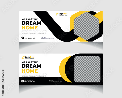 Vector construction social media post Facebook cover template design