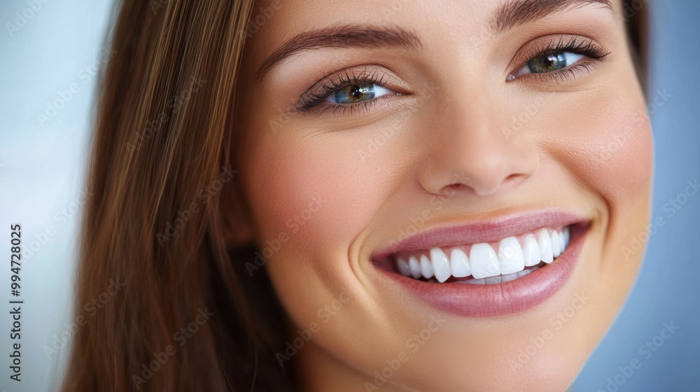 Smiling Woman with Clean White Teeth in Dental Office Smiling Woman with Clean White Teeth in Dental Office