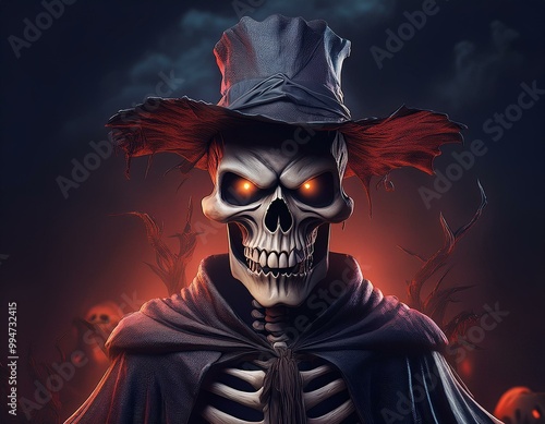 Scary Halloween Skelton Cha...