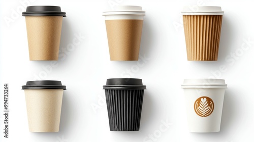 Wallpaper Mural A row of coffee cups with different designs and colors Torontodigital.ca