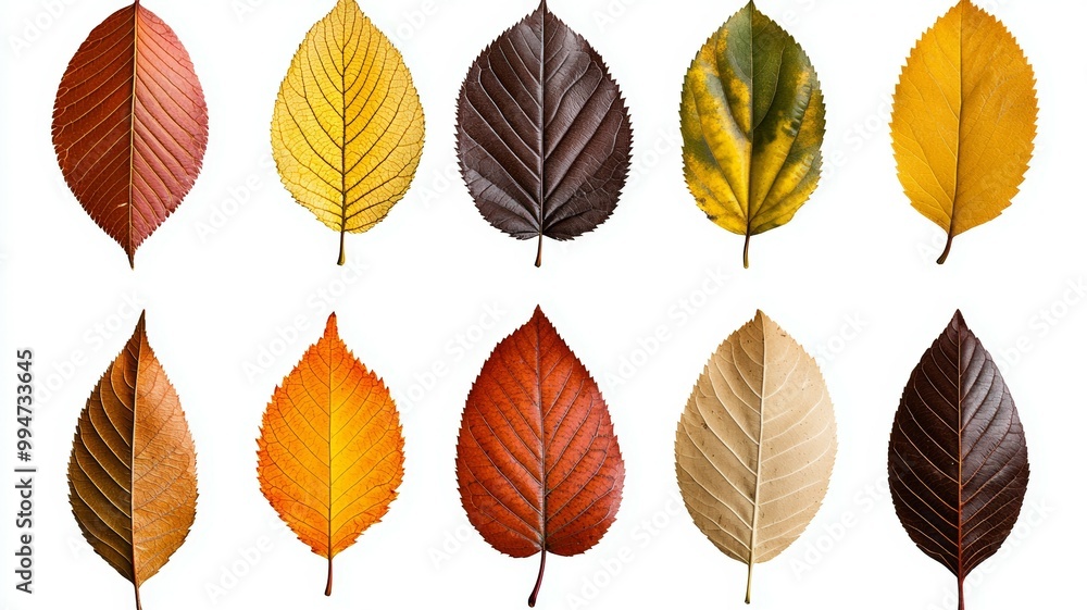 Fototapeta premium A collection of leaves with different colors and shapes