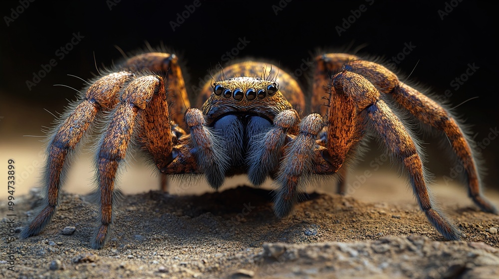 Close-Up of a Hairy Spider on the Ground Close-Up of a Hairy Spider on the Ground