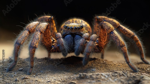 Close-Up of a Hairy Spider on the Ground