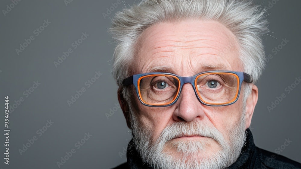 Close up Portrait of Senior Man with Glasses and Gray Hair Close up Portrait of Senior Man with Glasses and Gray Hair