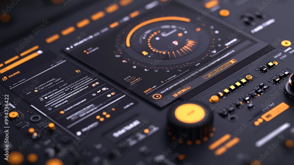 Fototapeta premium Futuristic AI Interface Design Mockup with Interactive Elements