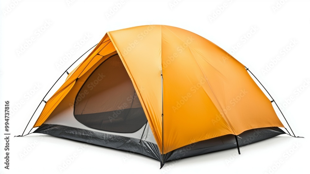 A yellow tent with a white top A yellow tent with a white top