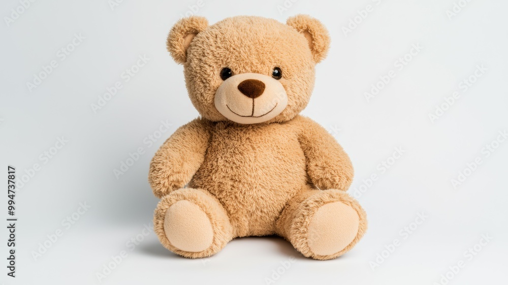 A teddy bear is sitting on a white background A teddy bear is sitting on a white background