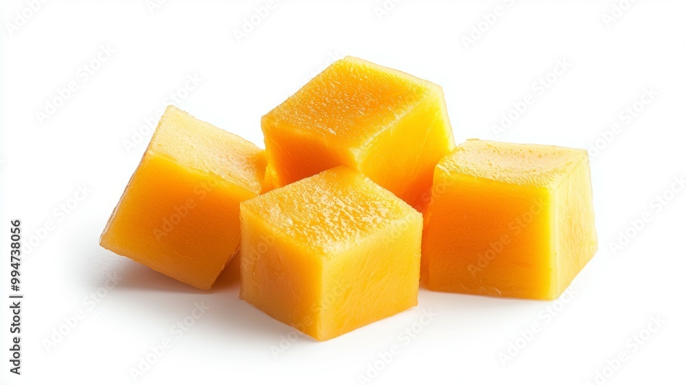 A pile of yellow cubes on a white background A pile of yellow cubes on a white background