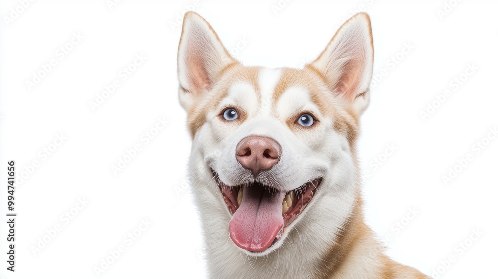 A dog with a blue tongue is smiling A dog with a blue tongue is smiling