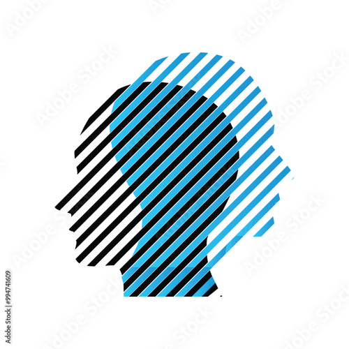 An abstract design of logo that depicts two human head overlaps each other for psychology or mental related logo