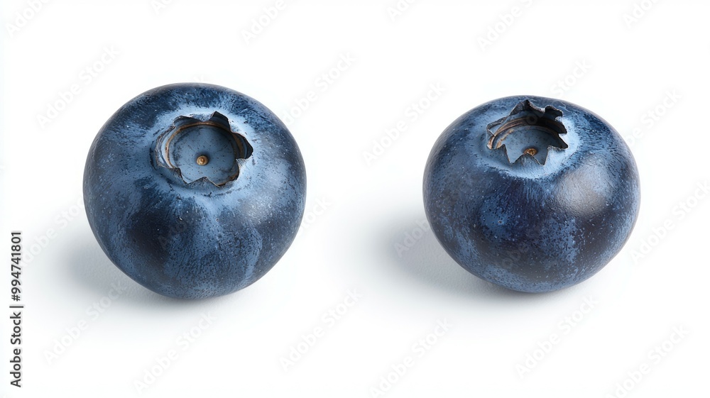 Two blueberries are shown side by side Two blueberries are shown side by side