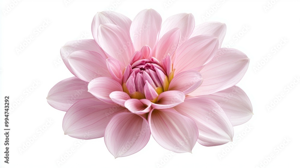 A single pink flower with a white background A single pink flower with a white background