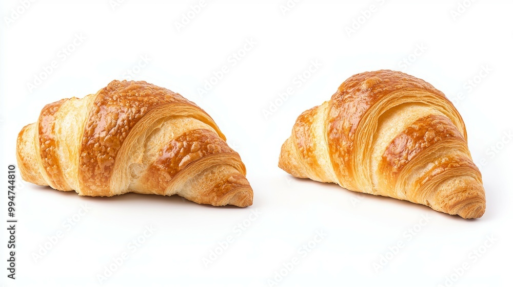 Two croissants are on a white background Two croissants are on a white background
