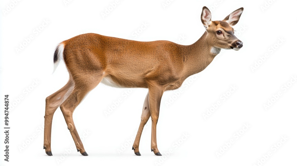 Fototapeta premium A deer is walking on a white background