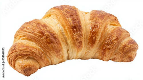 A croissant is sitting on a white background