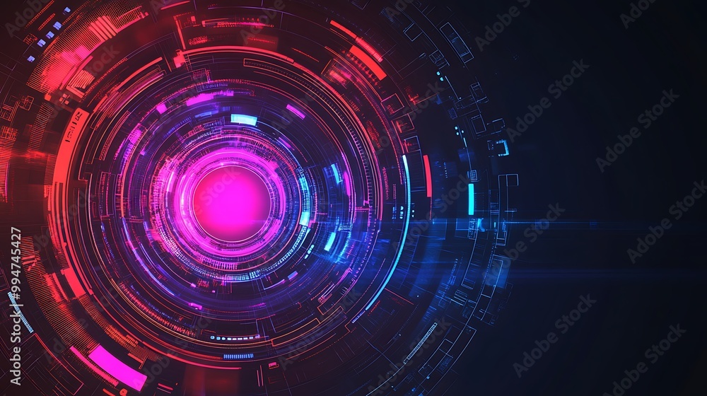 Abstract futuristic technology background with glowing neon circles and lines. Abstract futuristic technology background with glowing neon circles and lines.