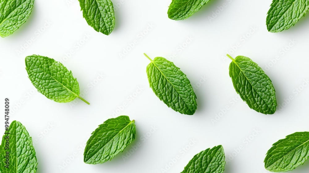 A close up of green mint leaves A close up of green mint leaves