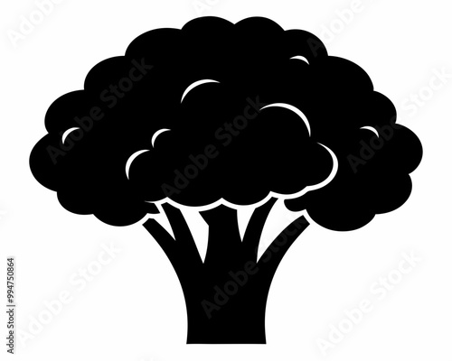 Broccoli black silhouette vector,egetable svg, Broccoli Clipart, Broccoli Cut File For Cricut Silhouette