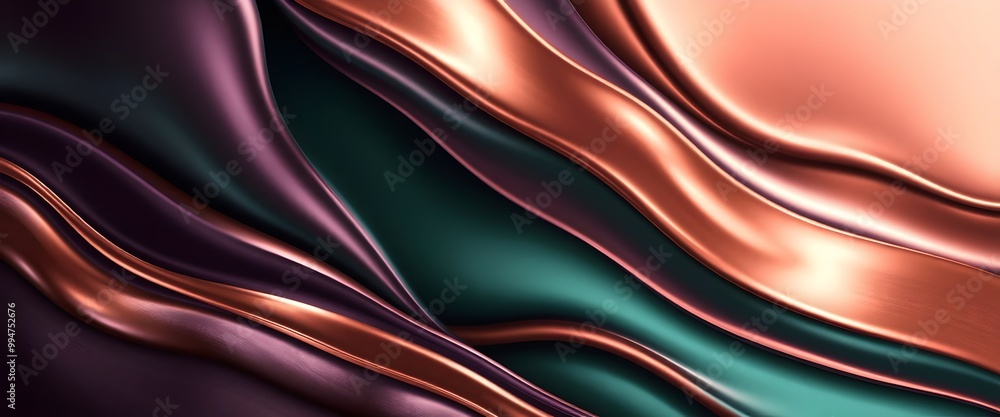Fototapeta premium Abstract Wavy Texture - Purple, Teal, and Copper
