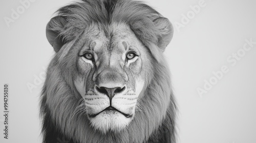 Majestic Lion Portrait in Black and White Photography