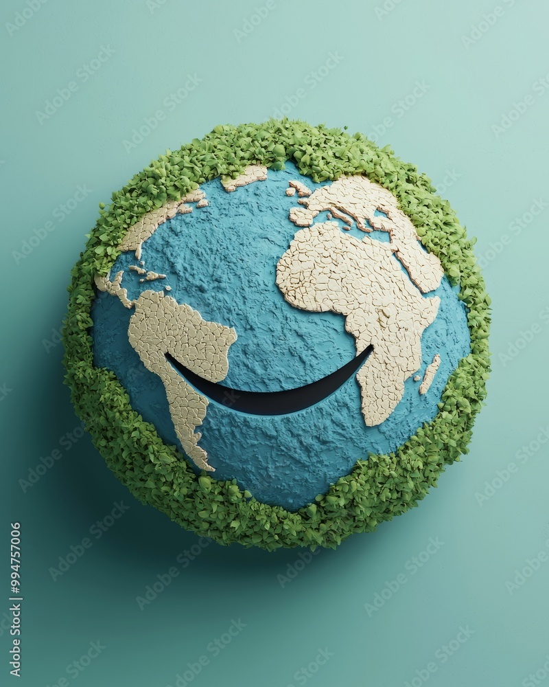 Fototapeta premium Smiling Earth with Vibrant Forests and Oceans