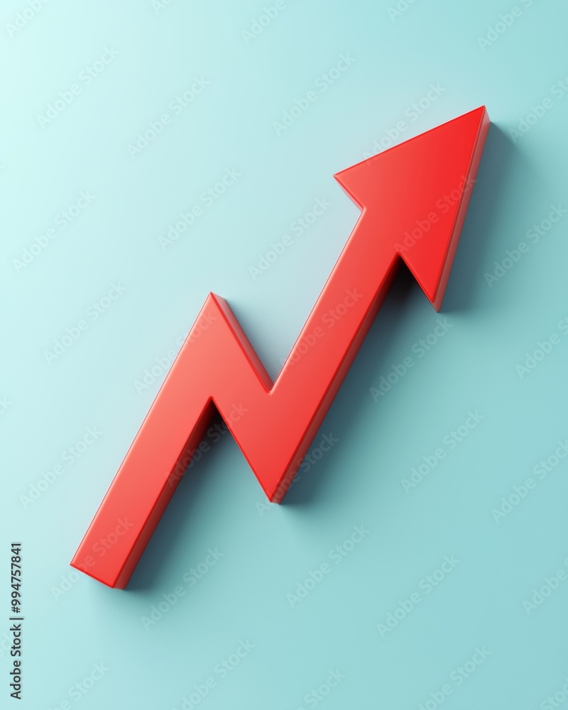 Red Arrow Representing Declining Trend on Paper Chart Red Arrow Representing Declining Trend on Paper Chart