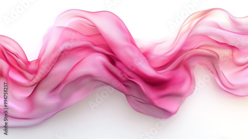 Translucent pink fabric floating and rippling in a seamless flow, isolated on white, floating pink fabric, ethereal movement concept, 3D illustration