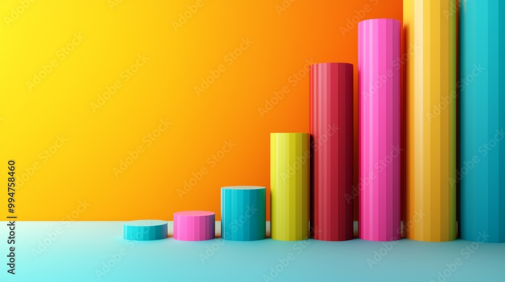 Modern 3D Chart on Glossy Paper for Business Analytics Modern 3D Chart on Glossy Paper for Business Analytics