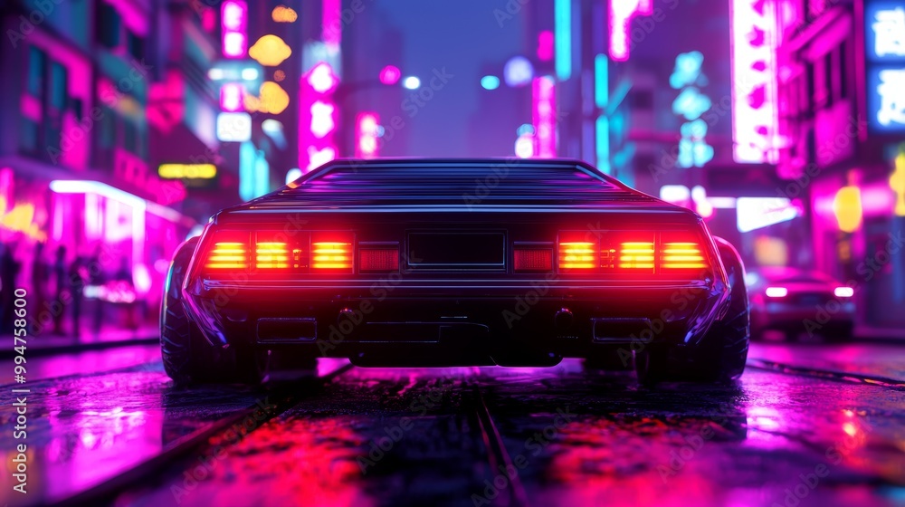 Neon Cyberpunk Metropolis with Futuristic Hover Cars Neon Cyberpunk Metropolis with Futuristic Hover Cars