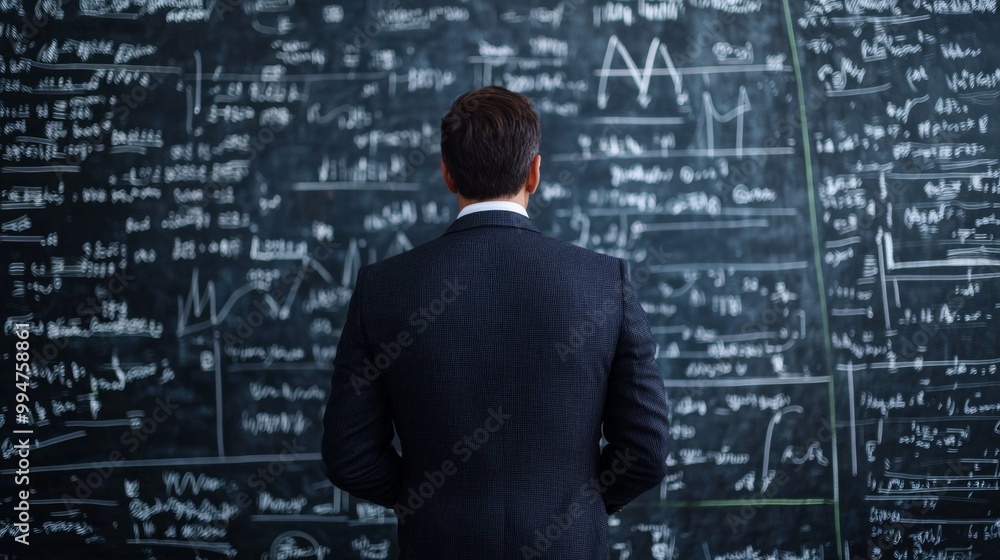 Business Leader Analyzing Data on Black Board Business Leader Analyzing Data on Black Board