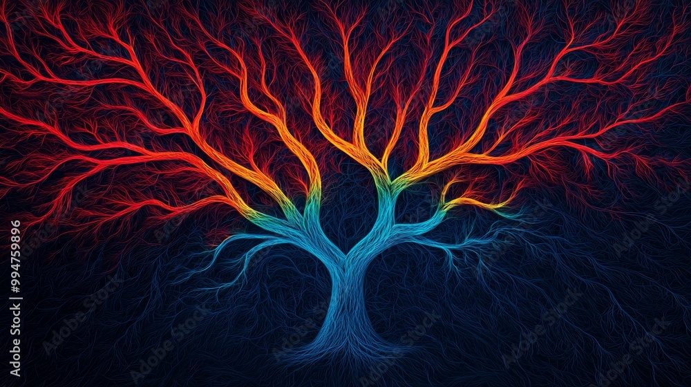 Obraz premium Pulsating Tree Aura in Vibrant 3D Nature Design