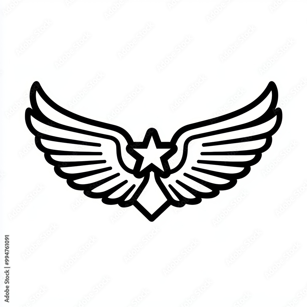 A stylized emblem featuring wings and a star, suggesting aviation or achievement. A stylized emblem featuring wings and a star, suggesting aviation or achievement.