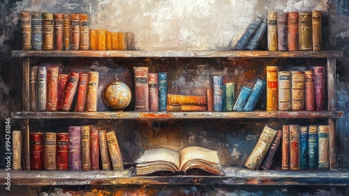 本棚と開かれた本_4