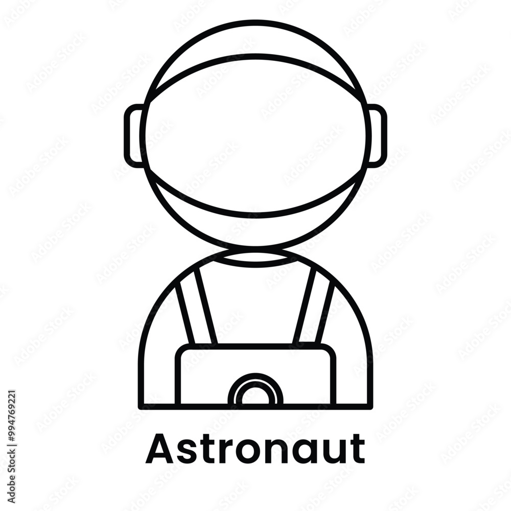avatar character astronaut cartoon design style, Editable vector stroke outline. avatar character astronaut cartoon design style, Editable vector stroke outline.