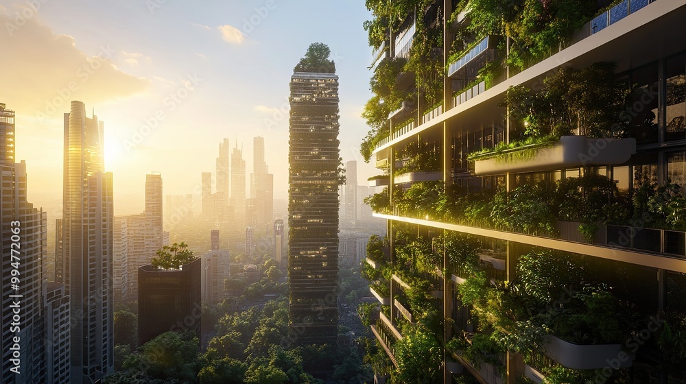 Obraz premium Urban Oasis at Sunrise