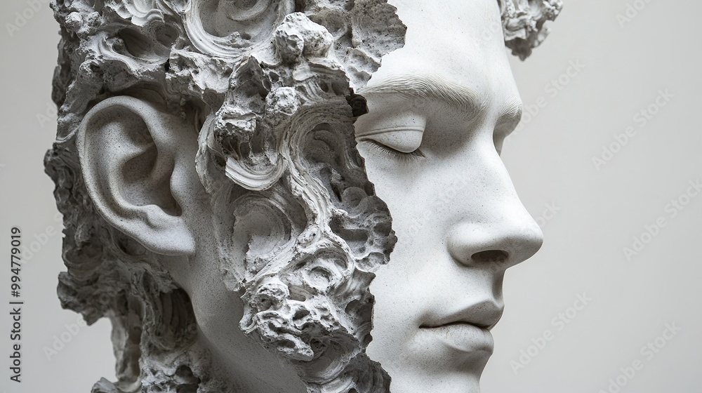 Abstract Stone Sculpture of a Human Face Abstract Stone Sculpture of a Human Face