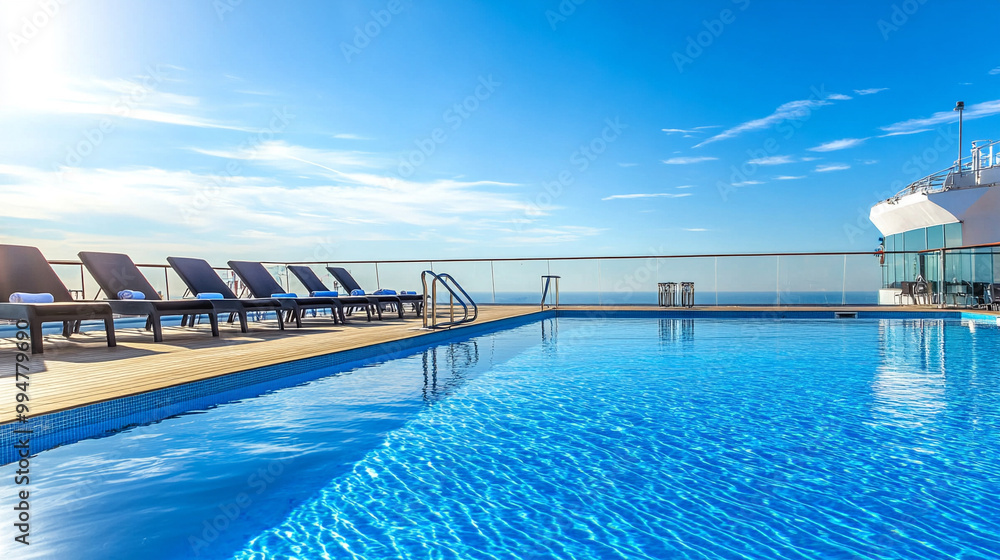 Obraz premium 光が差し込むホテルのプール
