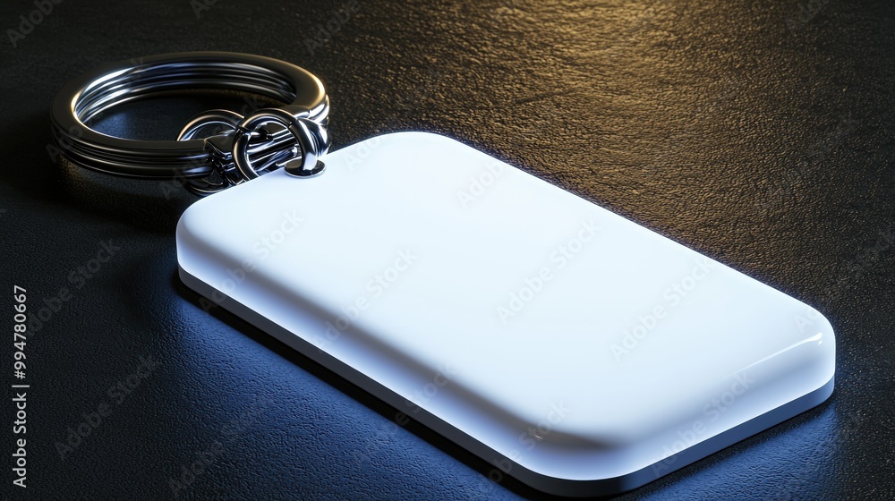Realistic 3D Keychain Mockup on Black Background Realistic 3D Keychain Mockup on Black Background
