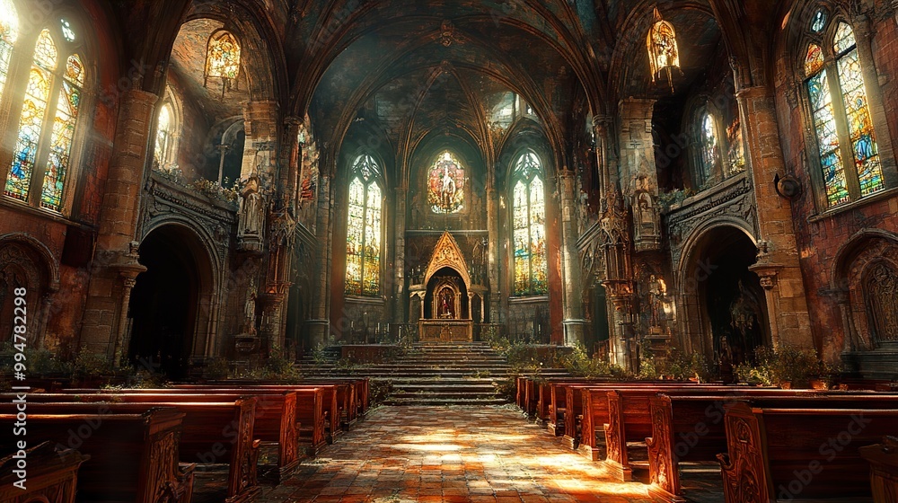 Forgotten Sanctuary: A Gothic Church Interior Forgotten Sanctuary: A Gothic Church Interior
