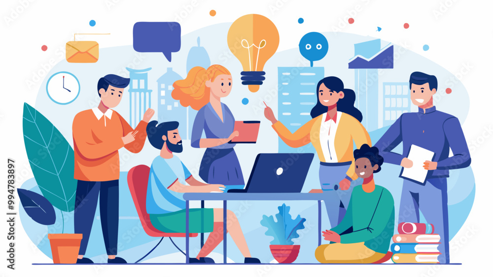 Group of people in business meeting, collaborating and brainstorming in a modern office Group of people in business meeting, collaborating and brainstorming in a modern office