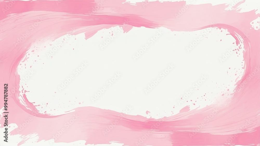 Obraz premium pastel pink brush stokes border frame on white background