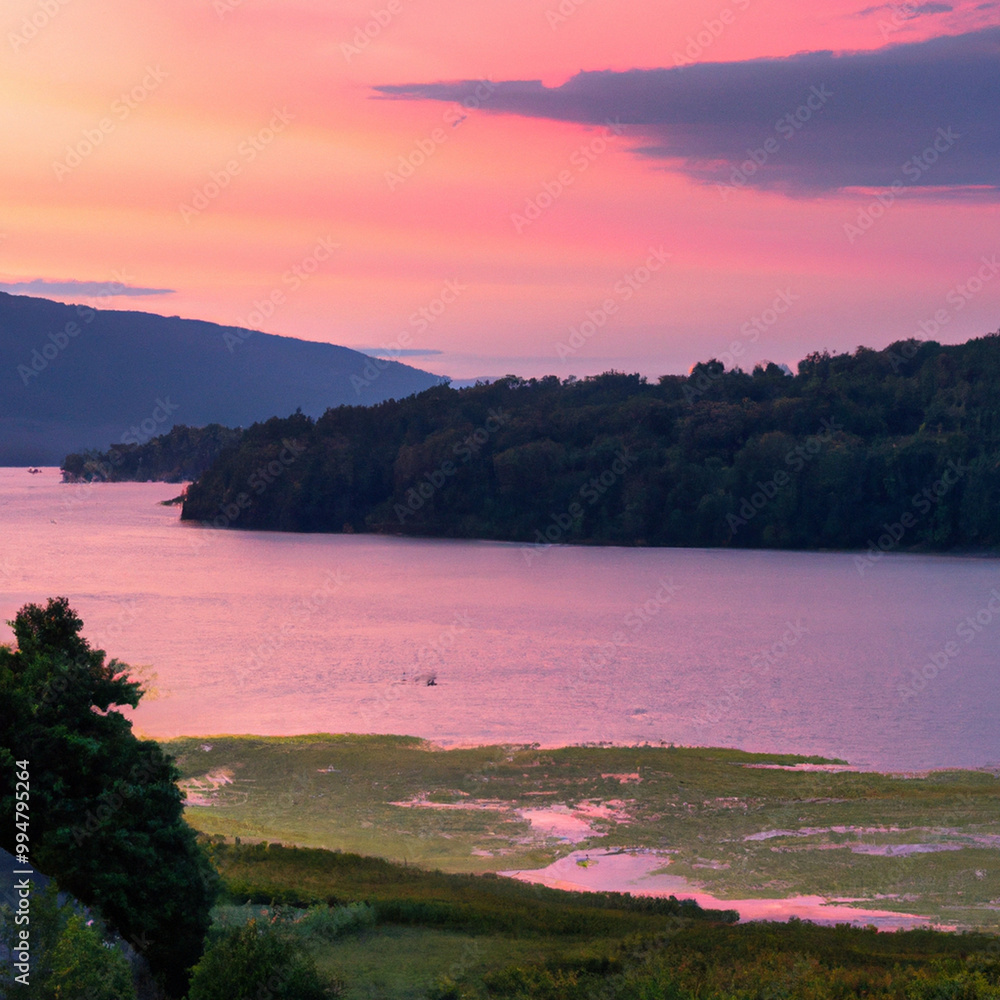 Obraz premium sunset on the lake
