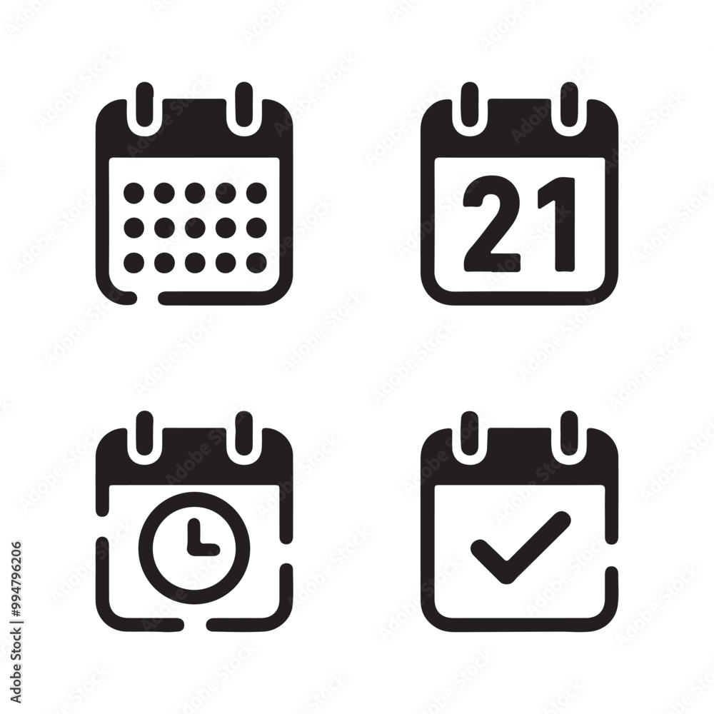 vector calendar icon set. Generative AI vector calendar icon set. Generative AI